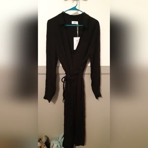 Black Shirt Dress with Tie